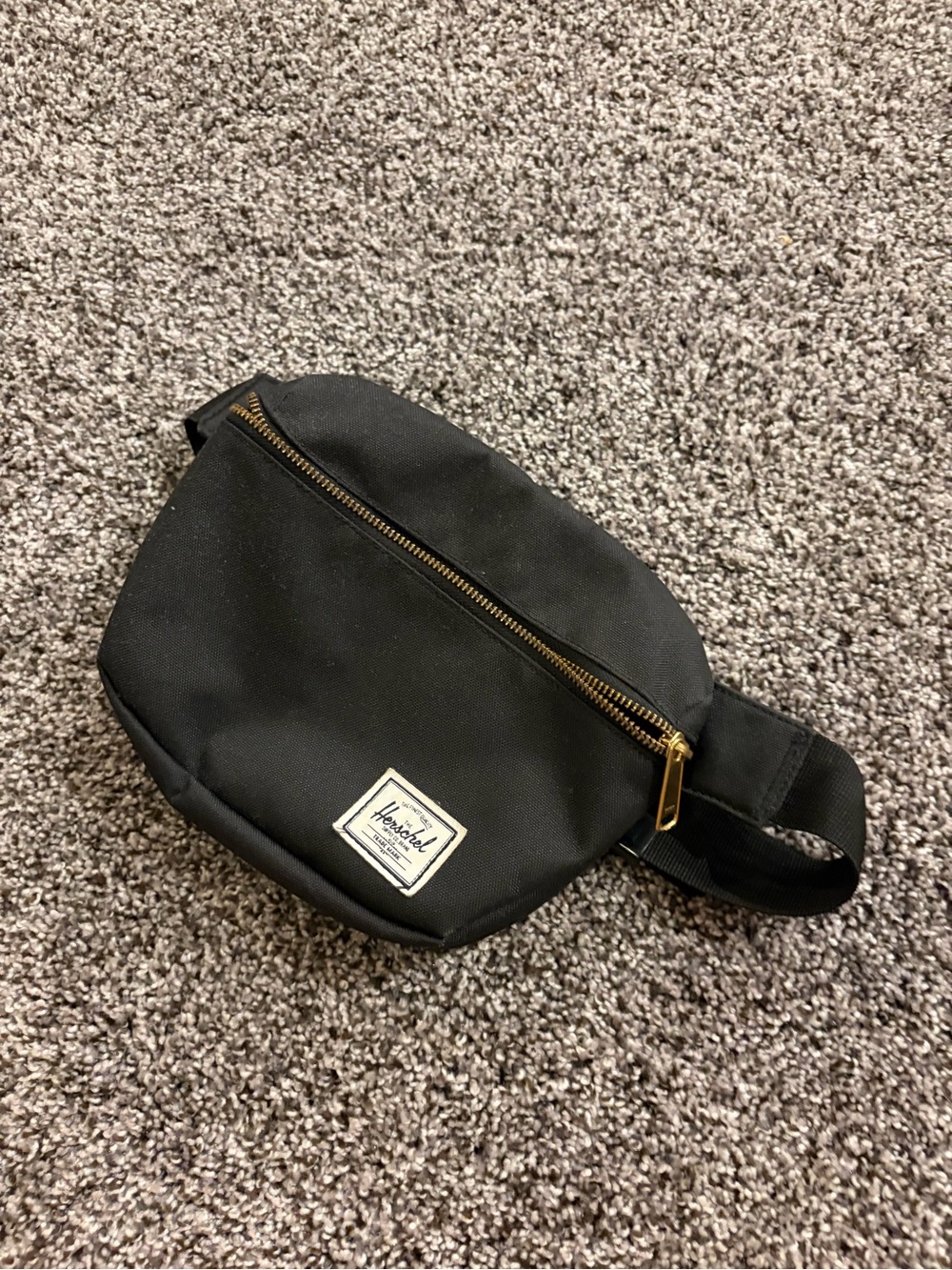 Herschel Classic Black Waist Satchel with Gold Zipper